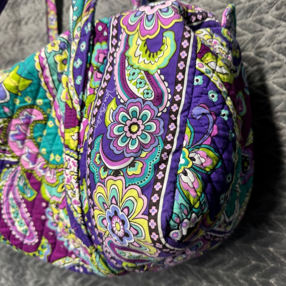 Vera Bradley Duffel Bag Medium Purple Teal Paisley Lilli Bell Travel Bag - Picture 3 of 10